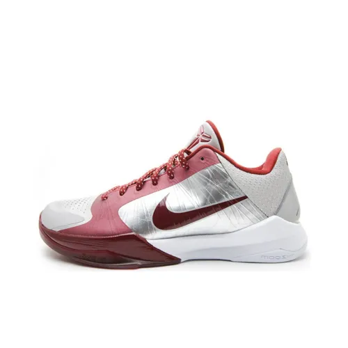 Nike Zoom Kobe 5 Lower Merion Aces Гостевой Пенсильвания Старшая школа Амортизация Низкий Топ Баскетбольные кроссовки Мужской Серебряный Красный
