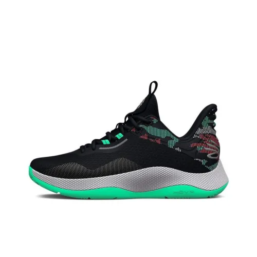 Under Armour CURRYHOVR Splash 2 Slip-Resistant Abrasion-Resistant Low-Top Баскетбольные кроссовки Мужские Черный Зеленый