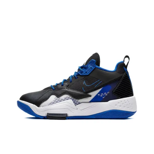 Джордан Zoom 92 Амортизаторы Устойчивые к износу Нижняя юбка Устойчивая к истиранию MID Баскетбольные кроссовки для игры Мужской Черный Синий