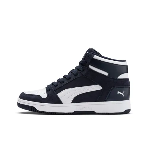 PUMA Rebound Layup SD Амортизаторы Slip-resistant MID Баскетбольные кроссовки Мужские Темно-синие