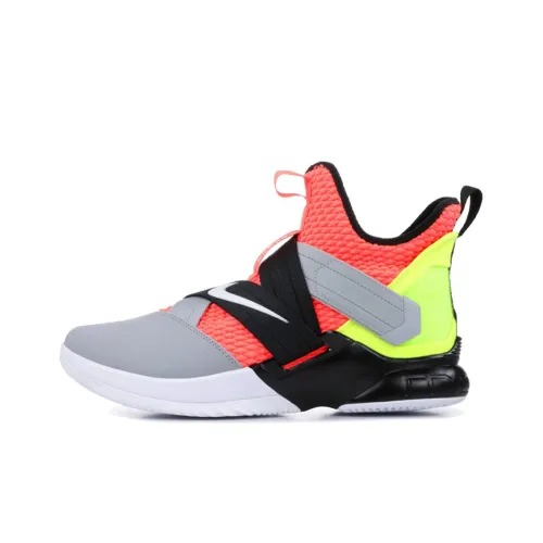 Nike Zoom Soldier 12 Амортизаторы Slip-resistant MID Баскетбольные кроссовки Мужской Серый Красный Зеленый