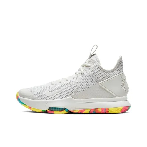 Nike Witness 4 LeBron EP Shock Absorbers Slip-Resistant Low-Top Баскетбольные Кроссовки Мужские Белый Многоцветный Азиатская Версия