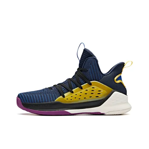 ANTA Thompson KT Basketball Splash 1 Амортизация Противоскользящий Легкий MID Топ Баскетбольные кроссовки Мужской Синий Желтый
