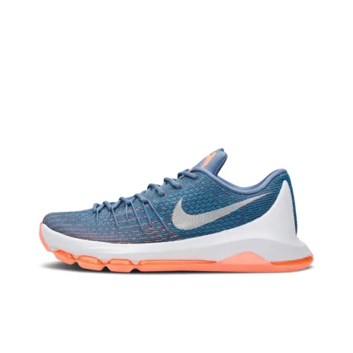 Nike KD 8 Slip-resistant Abrasion-resistant Lightweight Low-Top Basketball Shoes Men's Blue Silver Найк KD 8 Противоскользящий Устойчивый к истиранию Легкий Низкий Топ Баскетбольные Кроссовки Мужские Синий Серебряный