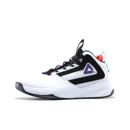 PEAK Амортизация Устойчивость к истиранию Поддержка Покрытие Легкий Высокий Топ Баскетбольные кроссовки для игры Мужской Черный Белый