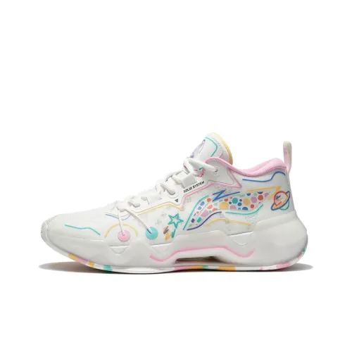 Disney x LiNing Liren 2 Low Износостойкий Легкий Низкий Топ Баскетбольные Кроссовки Мужские Белый Розовый