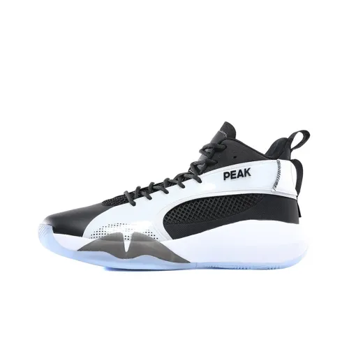 PEAK Шокабсорберы Slip-Resistant Abrasion-Resistant Дышащие Высокие Баскетбольные Кроссовки Мужские Черно-Белые
