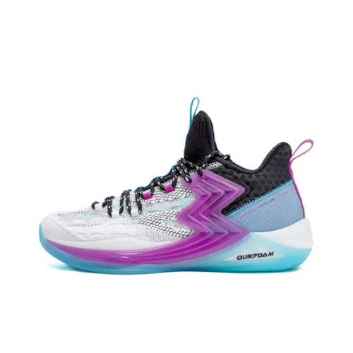 361° Big3 2,0 Slip Устойчивый к истиранию MID Баскетбольные кроссовки Мужской Белый Фиолетовый