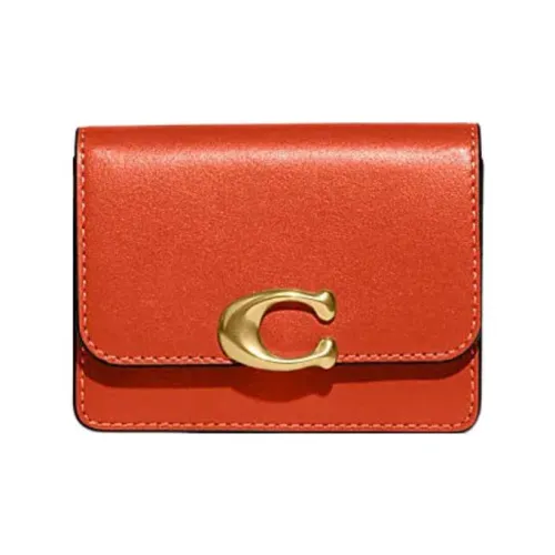 COACH Bandit Телячья кожа Держатель для карт Монетница Кошелек Женские Солнечно-оранжевый