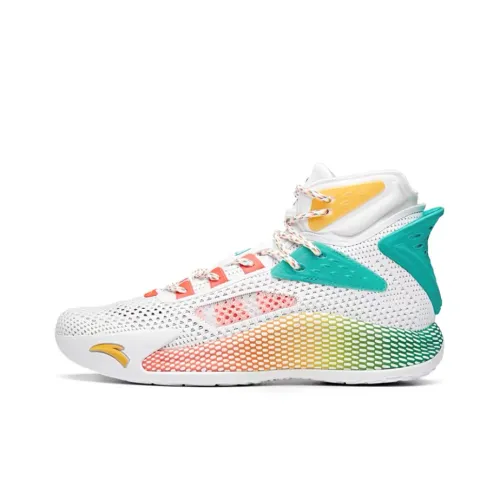 ANTA Амортизирующие подошвы Устойчивые к истиранию Высокие баскетбольные кроссовки Мужские Белый Зеленый Желтый