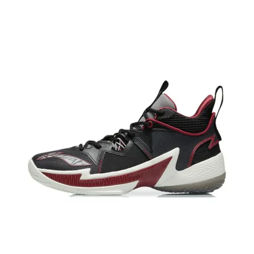 LINING Чжэнфэн Устойчивый к истиранию Bottom Resistant MID Баскетбольные кроссовки для игры Мужской Черный Красный