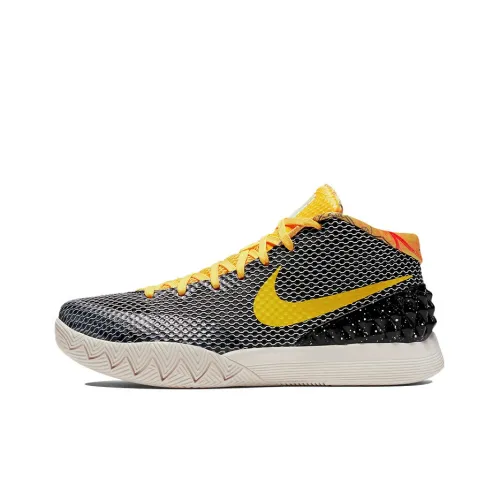 Nike Kyrie 1 Шаговый шов Китай Non Нижняя юбка Легкий MID Топ Баскетбольные кроссовки Мужской Черно-желтый Азиатская Версия