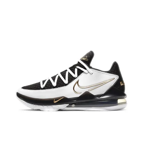 Nike Lebron 17 Low EP Low Топ Air Max React Баскетбольные кроссовки для игры Мужской Черный Белый Золото Азиатская версия