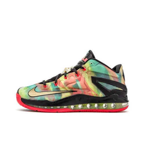 Nike Lebron 11 Low SE MULTI Цвет Нескользящий Легкий Низкий Топ Баскетбольные кроссовки для игры Мужской Зеленый Желтый Черный