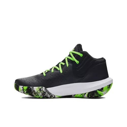Under Armour Jet '21 Slip-Resistant Abrasion-Resistant MID Баскетбольные кроссовки Мужские Черный Зеленый