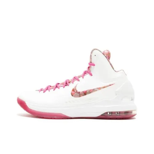 Nike KD 5 Aunt Pearl Anti-Slip Lightweight MID Баскетбольные кроссовки Мужской Белый Розовый