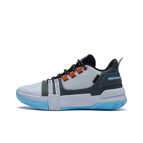 361° Burning War Устойчивый к истиранию Низкий Топ Баскетбольные кроссовки Мужские Белый Серый