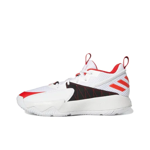 Adidas Dame Certified Амортизирующие низкие баскетбольные кроссовки устойчивые к истиранию мужские белые и красные