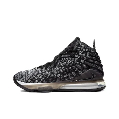 Nike Lebron 17 LeBron Non Slip Легкий MID Баскетбольные кроссовки для игры Мужской Черный Серый Международная версия