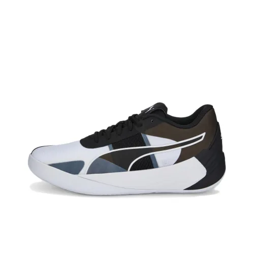 PUMA Fusion Nitro Team Slip-Resistant Abrasion-Resistant Low-Top Баскетбольные кроссовки Мужские Черно-Белые