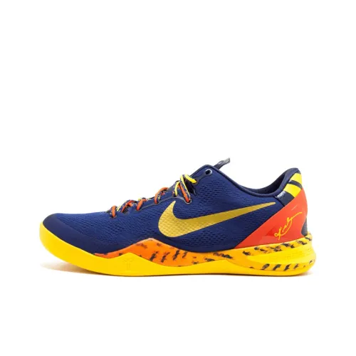 Nike Kobe 8 Barcelona Tiger Нелипкий Легкий Низкий Топ Баскетбольные Кроссовки Мужские Синий Оранжевый