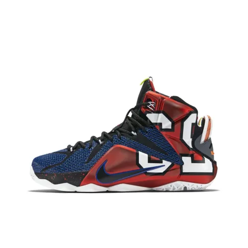 Nike Lebron 12 What The Lebron 12 Амортизаторы Slip-Resistant MID Топ Баскетбольные кроссовки для игры Мужской Синий Красный