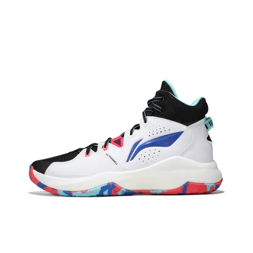 LiNing Shock Absorbers Slip-Resistant Abrasion-Resistant High Top Basketball Shoes Men's White Black LiNing Shock Absorbers Противоскользящие устойчивые к истиранию высокие топы баскетбольные кроссовки мужские белые черные