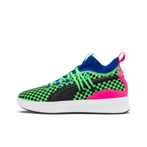 PUMA Clyde Court Summertime MID Баскетбольные кроссовки Мужской Зеленый Розовый