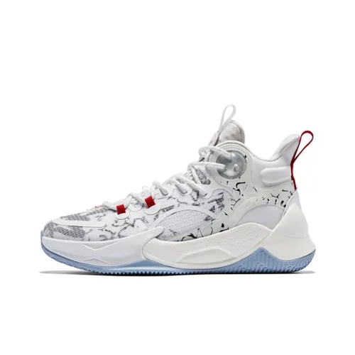 QIAODAN Busters 3Elite Tattoo Снег Противоскользящие Устойчивые к истиранию Высокие Баскетбольные кроссовки Мужские Черный Белый