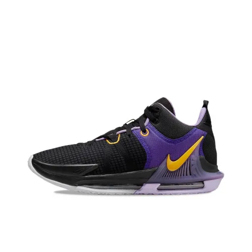 Nike Witness 7 LeBron Lakers Low Топ Баскетбольные Кроссовки Мужские Черные Фиолетовые