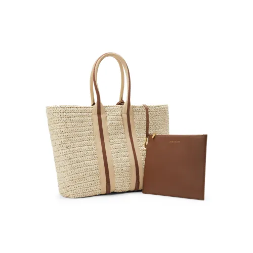 CHARLES KEITH Рафия Плетеная Сумка Тоут Сумка Сумка для покупок Сумка на плечо Большая Женская Шоколад Белый