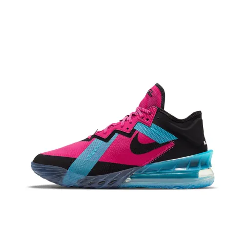 Nike Lebron 18 Low 'Fireberry' South Beach Low Top Баскетбольные кроссовки для игры Унисекс Черный Синий Розовый Азиатская Версия