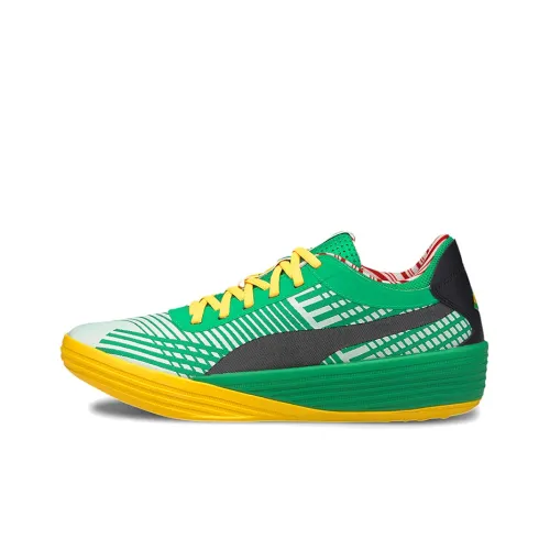 PUMA Clyde All Pro Slip Resistant Abrasion Resistant Легкий Низкий Топ Баскетбольные кроссовки Мужской Зеленый Желтый Черный