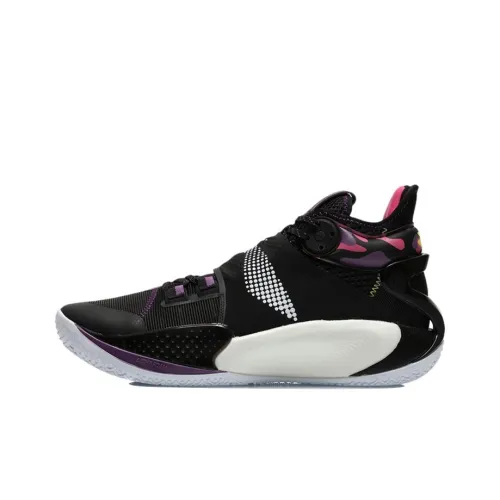 LiNing SONIC 9 Противоскользящий Устойчивый к износу Легкий MID Баскетбольные кроссовки Мужской Черный Фиолетовый