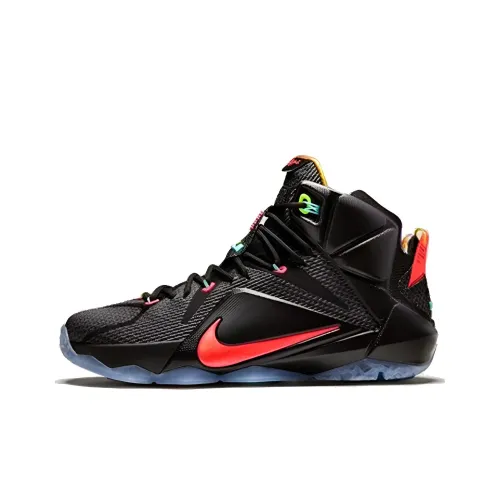 Nike Lebron 12 Data Джеймс 12 Нелипкий Легкий MID Топ Баскетбольные кроссовки для игры Мужской Черный