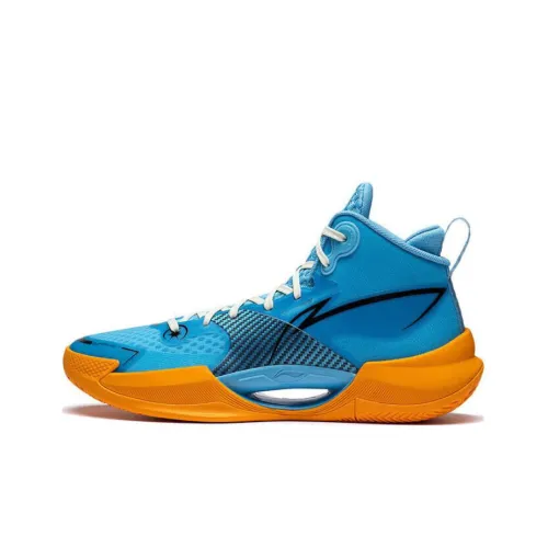 LiNing Shock Absorbers Slip-Resistant Abrasion-Resistant MID Топ Баскетбольные кроссовки для игры Мужской Синий Желтый