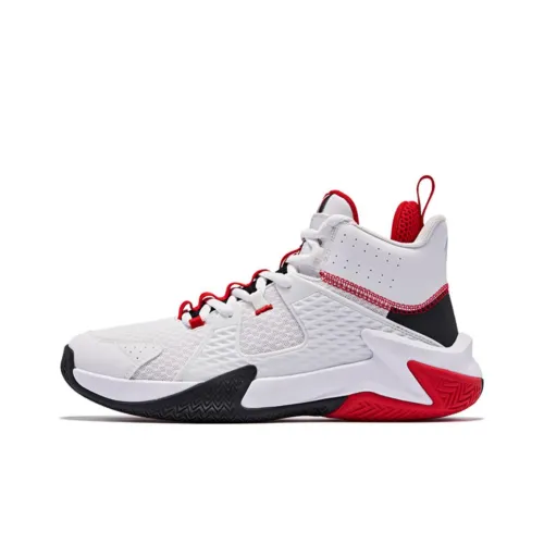 QIAODAN Slip-resistant Abrasion-resistant Lightweight MID Basketball Shoes Men's White Black Red QIAODAN Противоскользящий Износостойкий Легкий MID Баскетбольные кроссовки Мужские Белый Черный Красный