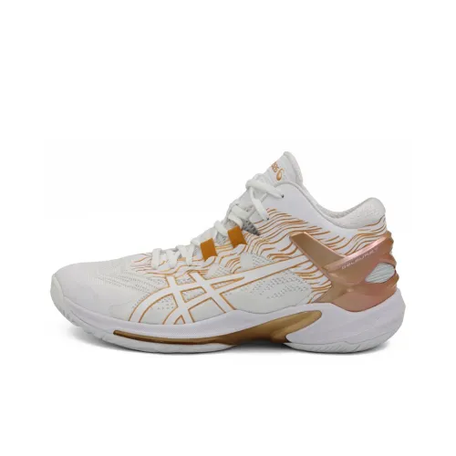Asics Гель Burst 25 Устойчивый к истиранию Дышащий MID Топ Баскетбольные кроссовки Мужской Белый Золото