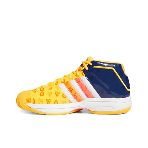 Adidas PRO Model 2G Slip-Resistant MID Баскетбольные кроссовки для игры Мужские Желто-синие Белые