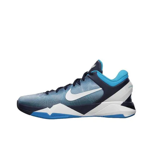 Nike Zoom Kobe 7 Slip-Resistant Низкий Топ Баскетбольные Кроссовки Мужские Серый Синий