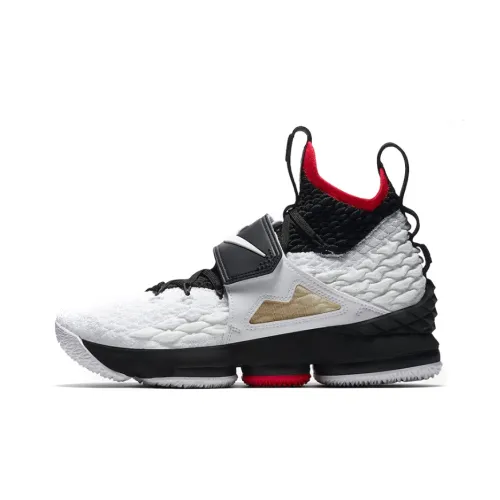 Nike Lebron 15 Ромб Шипы Высокие Баскетбольные Кроссовки для Игры Унисекс Черный Белый