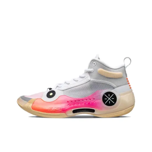 LiNing WOW 10 Blossom Амортизация Противоскользящий Устойчивый к истиранию Покрытие Поддержка MID Баскетбольные кроссовки Белый