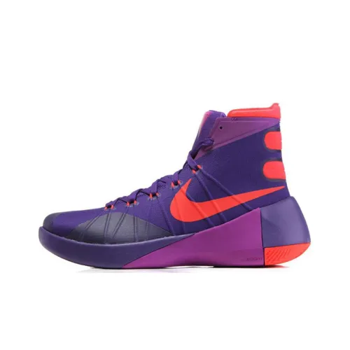 Nike Hyperdunk 2015 Амортизаторы Устойчивые к истиранию Высокий верх Баскетбольные кроссовки Мужские Фиолетовый Оранжевый
