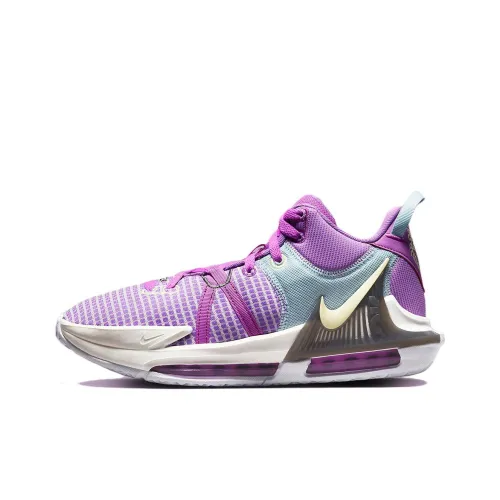 Nike LeBron Witness 7 Амортизаторы Shock Absorbers Противоскользящие Устойчивые к истиранию MID Топ Баскетбольные кроссовки Мужской Фиолетовый