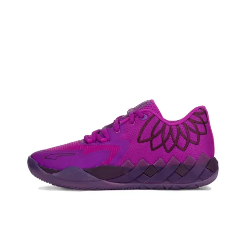 PUMA MB.01 Lo DISCO ЛаМело Болл 1 Противоскользящий Устойчивый к истиранию Низкий Топ Баскетбольные кроссовки Унисекс Фиолетовый