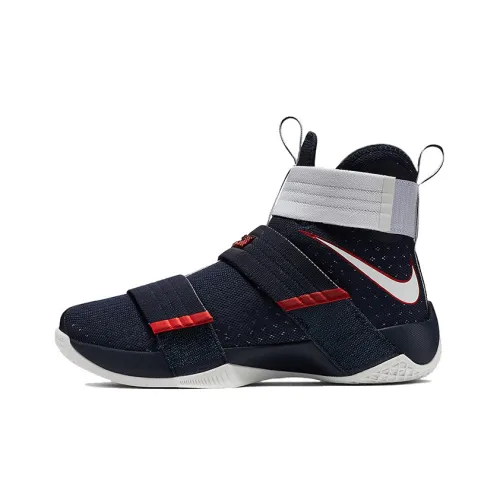 Nike Zoom Soldier 10 LeBron USA Нескользящий Легкий Высокий Топ Баскетбольные Кроссовки для Игры Мужской Синий