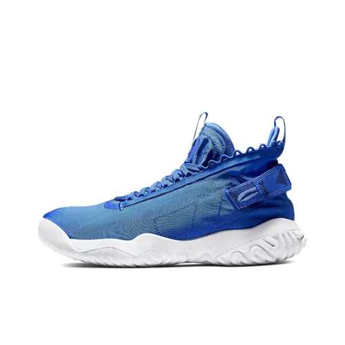 Джордан Proto React Амортизация Износостойкий MID Топ Баскетбольные кроссовки Мужской Синий Белый