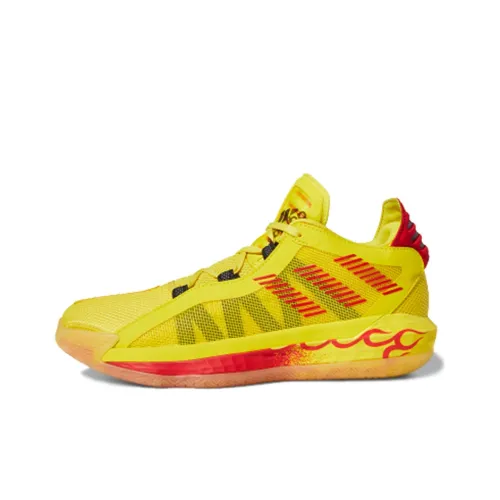 Adidas D Lillard 6 GCA Амортизаторы Slip-resistant Низкий топ Баскетбольные кроссовки Мужские Желтый Красный