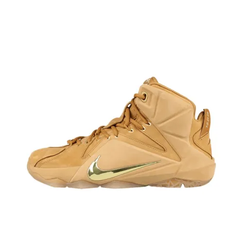 nike Lebron 12 EXT Пшеница Нескользящий Легкий MID Топ Баскетбольные кроссовки Мужской Пшеница