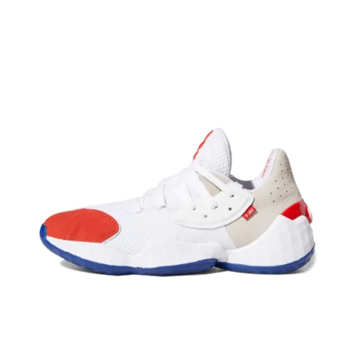 Adidas Harden Vol. 4 Question Амортизация Износостойкий Низкий Топ Баскетбольные Кроссовки Мужские Белый Красный Синий